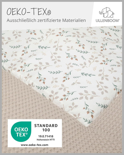 ULLENBOOM ® Baby Krabbeldecke 120x120 cm gepolstert - Floral-Sand (Made in EU) - Krabbeldecke für Ba
