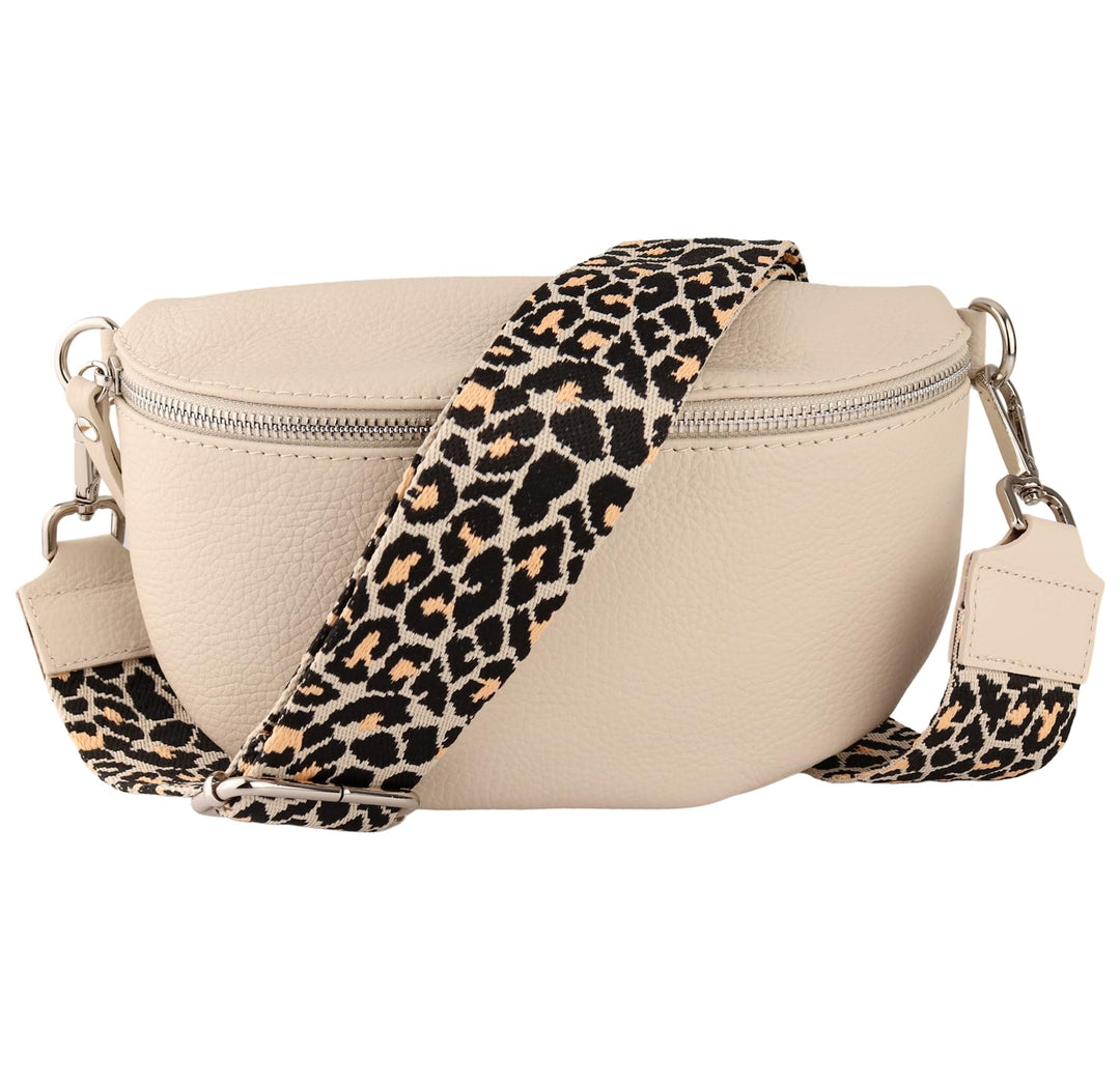MIRROSI® Bauchtasche Damen, Echtleder, Made in Italy, Umhängetasche, Brusttasche, Crossbody Bag (1 T