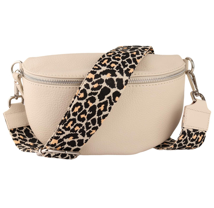 MIRROSI® Bauchtasche Damen, Echtleder, Made in Italy, Umhängetasche, Brusttasche, Crossbody Bag (1 T