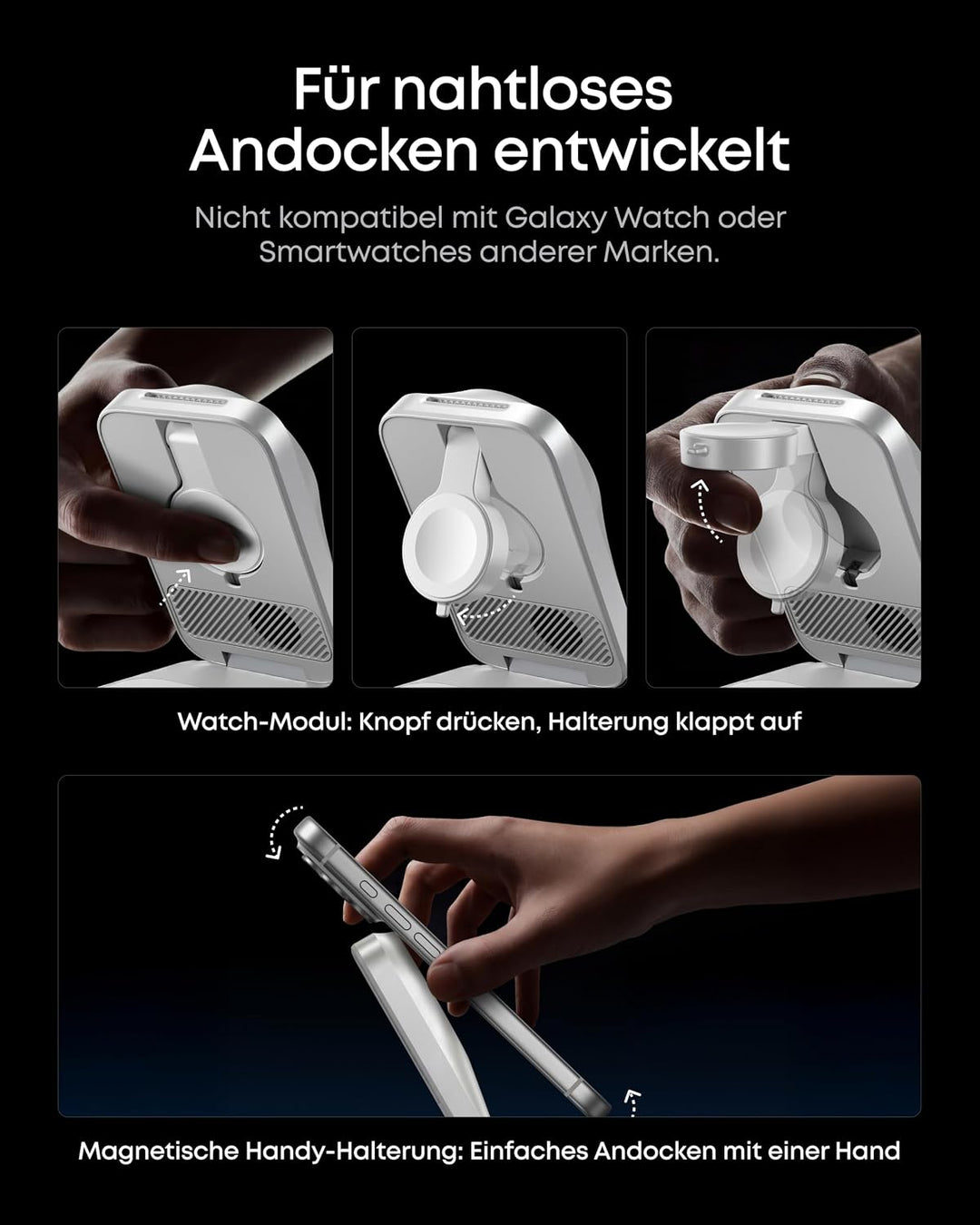 Anker Prime 3-in-1 Ladestation, AirCool kabelloses Ladegerät, 25W Qi2.2-Zertifiziert, kompakt & falt