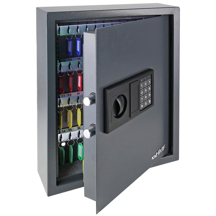 HMF 2071-11 Schlüsseltresor mit Elektronikschloss | 71 Haken | 46 x 36 x 12 cm | Anthrazit 71 Haken