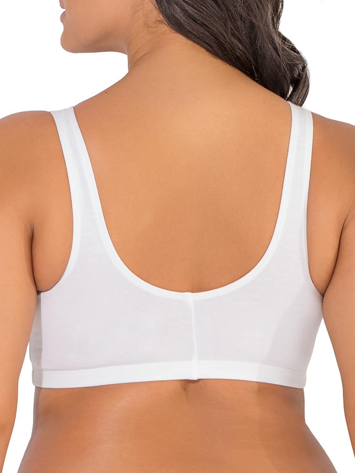 Fruit of the Loom Women's Plus Size Front Close Builtup Sports Bra, Heather Grey/White