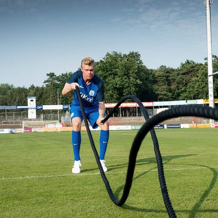 Cawila Gym Rope Traininsseil für Kraft & Ausdauer, 12 oder 15 Meter Länge, Battlerope Schwarz 15 m,