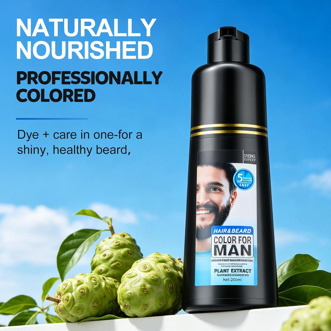Schnurrbart und Bart Schwarz Farbstoff For Men,Graue Haare an Bart und Schläfen abdecken,Schnelle An