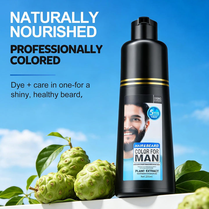 Schnurrbart und Bart Schwarz Farbstoff For Men,Graue Haare an Bart und Schläfen abdecken,Schnelle An