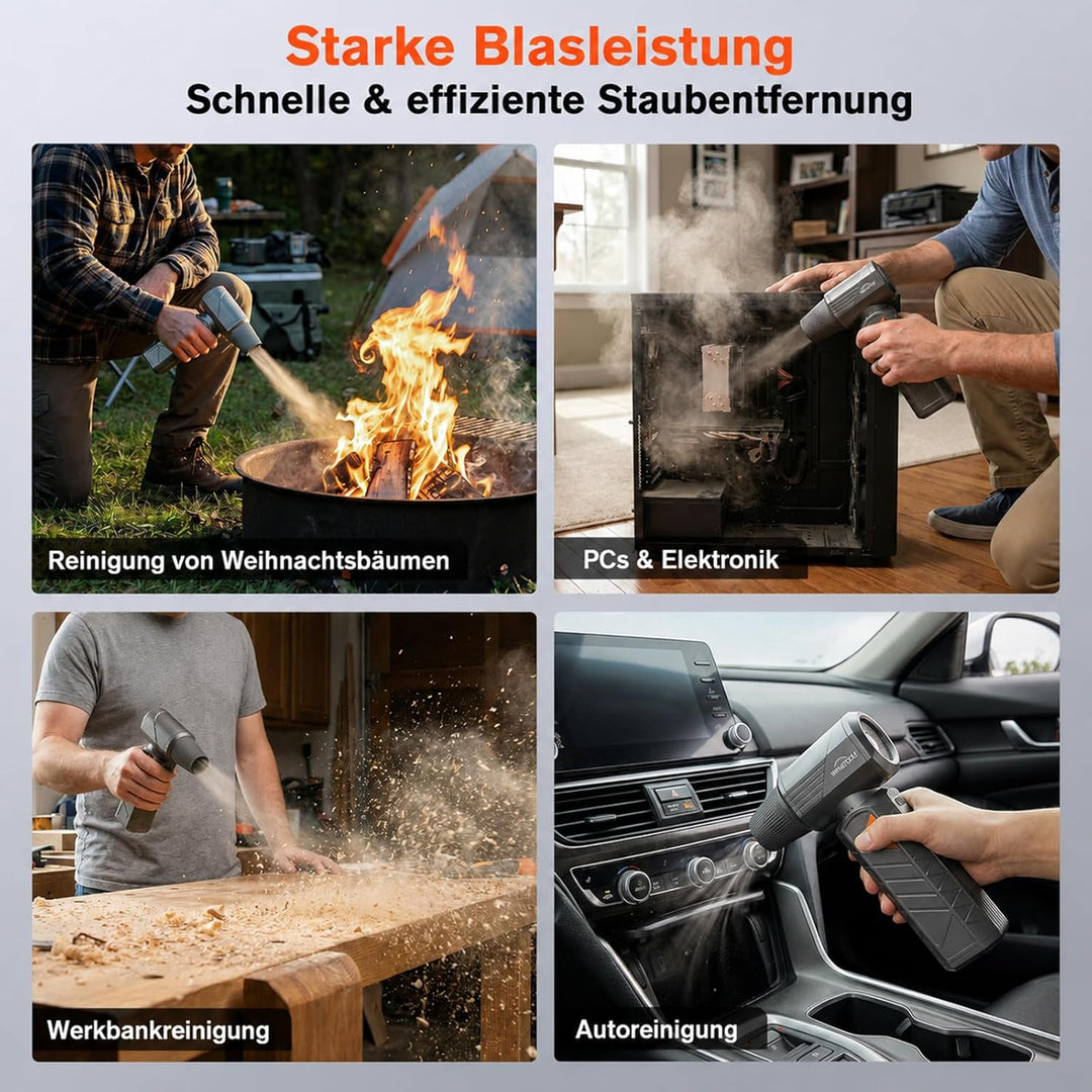 WHATOOK W02 Pro Elektrisches Staubgebläse, 100m/s Electric Air Duster, 100-stufig einstellbares PC R