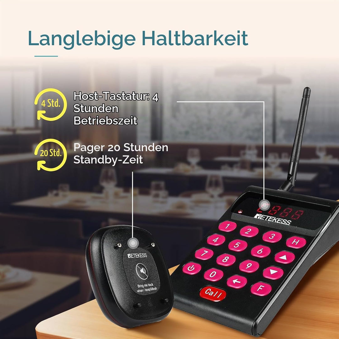 Retekess TD161 Pager Rufsystem, Restaurant Pager, 20 Pagers | für Café, Bar, Klinik, Draussen 500M,