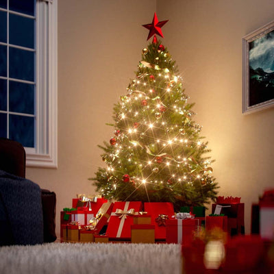 CASARIA® Weihnachtsbaum künstlich 150cm mit Lichterkette 100 LED warm weiss inkl. Metallständer 360