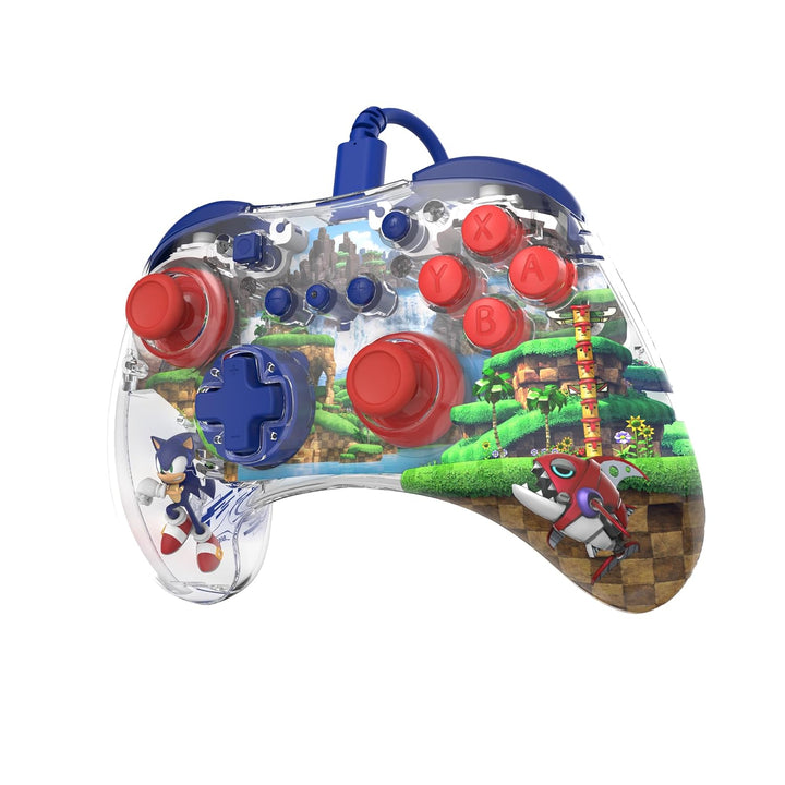 PDP REALMz Wired LED Light-up Pro Controller: Sonic Green Hill Zone For Nintendo Switch & Nintendo S