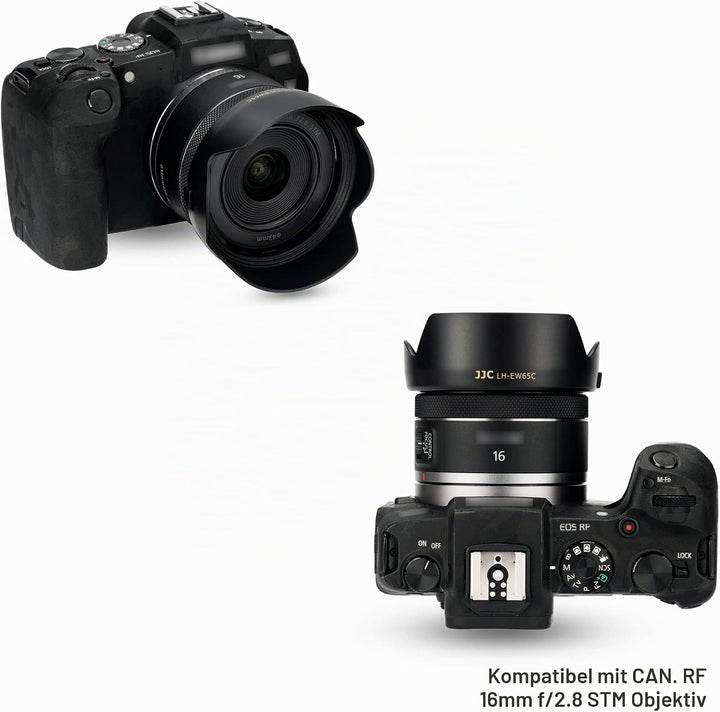 JJC Bajonett Gegenlichtblende Streulichtblende für Canon RF 16 mm f/2.8 STM Objektiv auf Canon EOS R