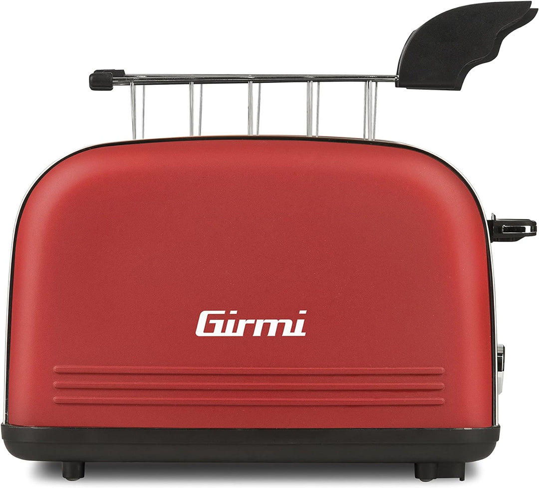 Girmi TP57 Toaster, 800 Watt, Körper und Zange, Edelstahl, Rot