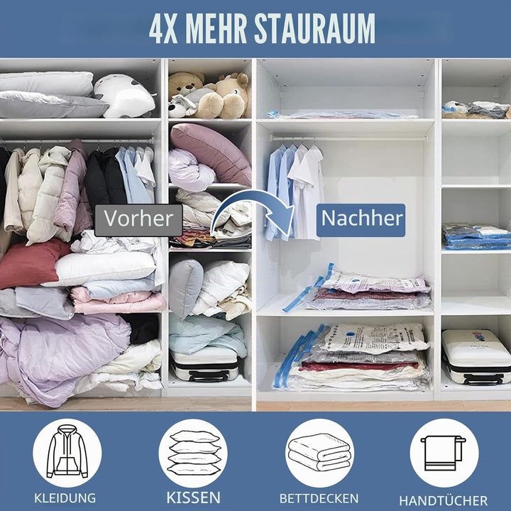 BoxLegend Vakuumbeutel 15 Stück Aufbewahrungsbeutel Reise DickereVakuum Kleiderbeutel 1XXL+2XL+5L+5M