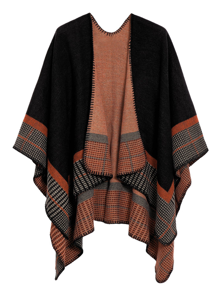 Damen Warm Offene Front Strick Schals und Wraps Floral Elegante Cardigans Poncho Cape Coat Mantel Sc