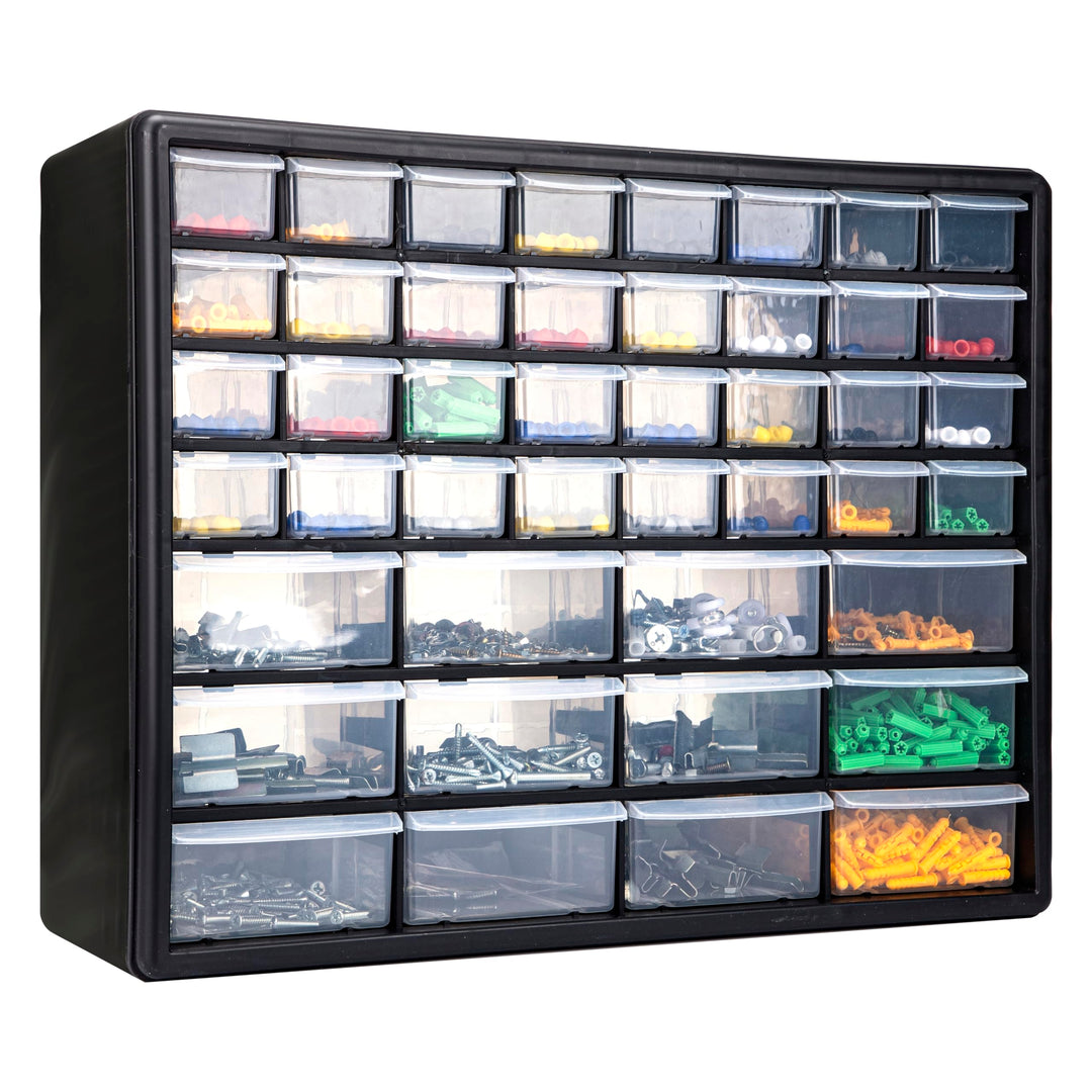 CraftGenes Schrauben-Aufbewahrungs-Organizer – 44-Schubladen Garage & Werkstatt-Box mit verstellbare