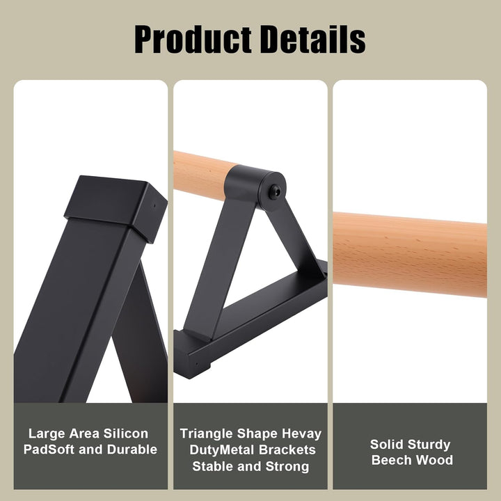 Parallettes Stäbe，Massivholz mit stabilem Metall Dreieck Halterung Push up Bars，Anti-Rutsch Handstan