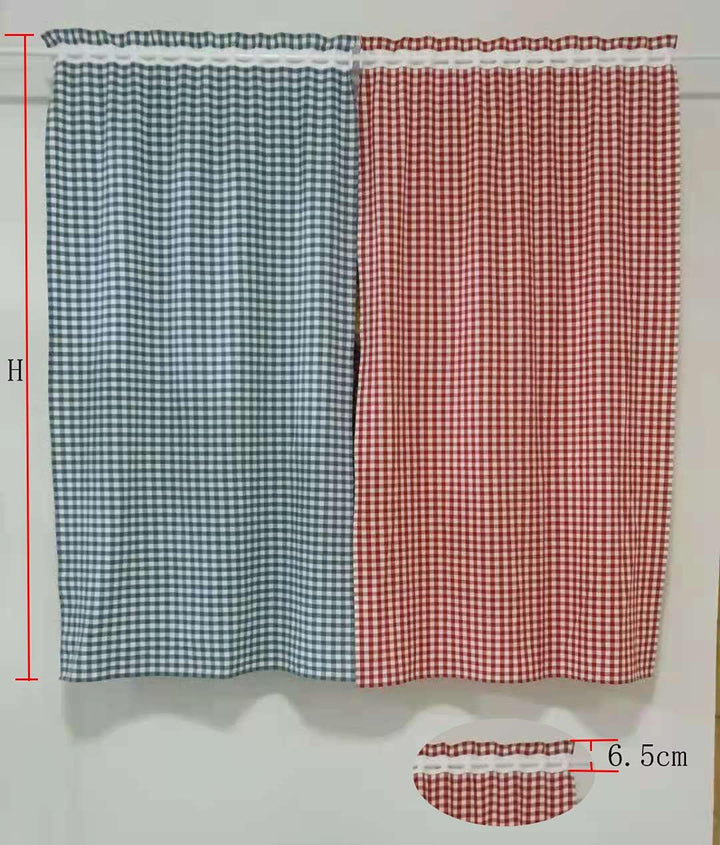 Yaland Vorhänge mit Karo-Muster Landhausstil Gardinen Karo-grösse 1x1cm Wohnzimmer Gardinenschals mi