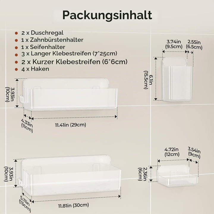 Orimade Duschablage ohne Bohren-Duschregal 4 Stück,Shampoo Halterung für Dusche Grosse Kapazität,Bad