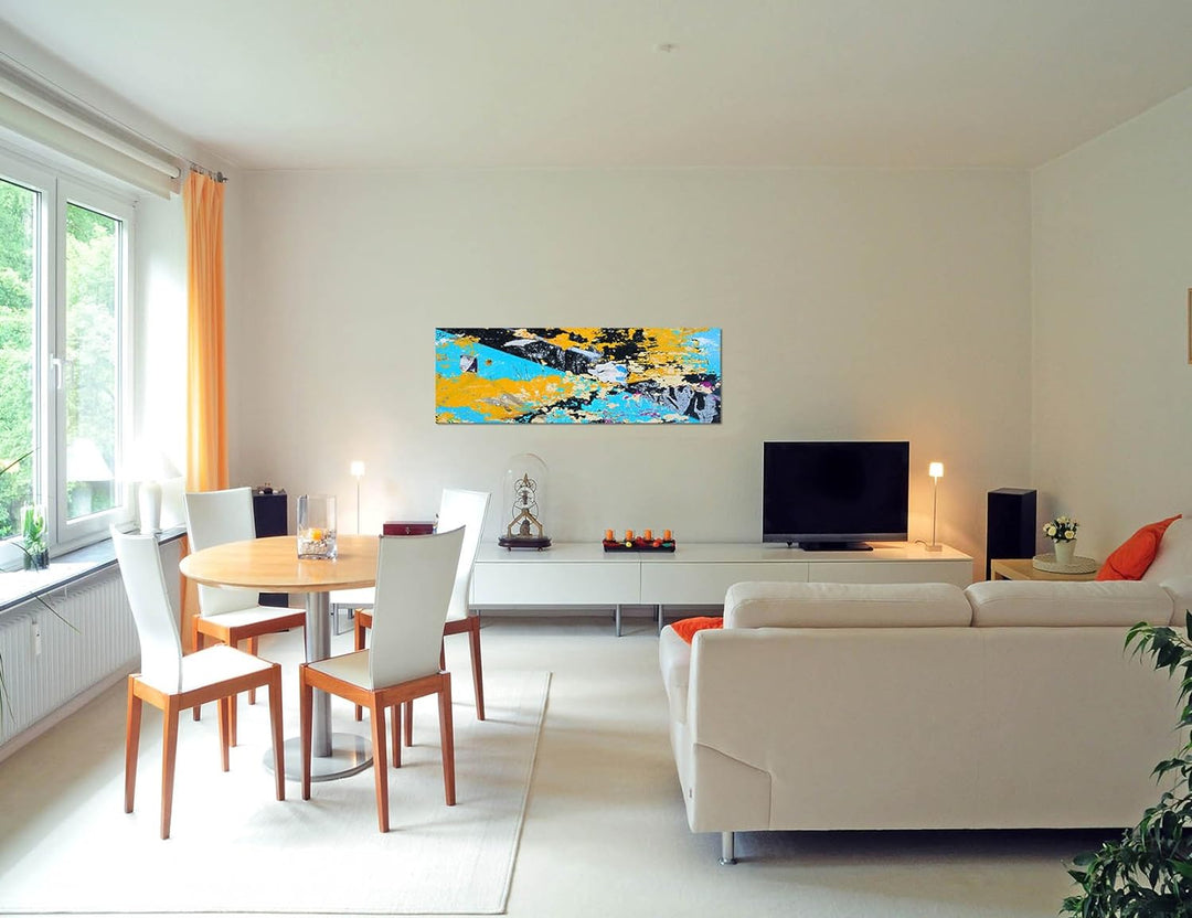 Paul Sinus Art Panoramabild auf Leinwand und Keilrahmen 120x40cm Poster Graffiti abstrakt bunt