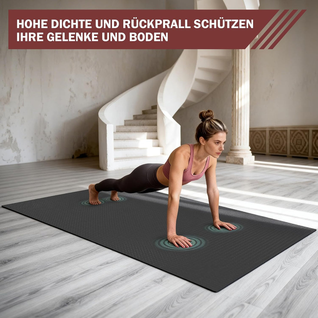 Stepwaver XXL-Fitnessmatte, 183x122 / 213x152 / 243x152cm (6mm) Dicke Trainingsmatte für Heimstudio
