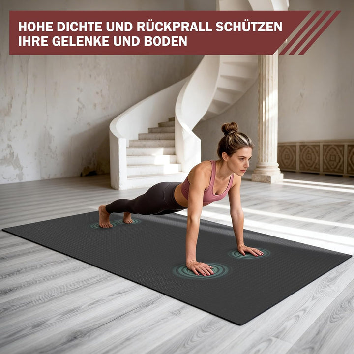 Stepwaver XXL-Fitnessmatte, 183x122 / 213x152 / 243x152cm (6mm) Dicke Trainingsmatte für Heimstudio