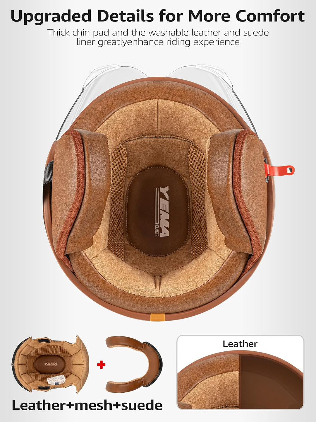 YEMA HELMET Jethelm DW-631 Moped Scooter ECE 3/4 Halbhelm für Herren Damen Kühles Grau M, Kühles Gra