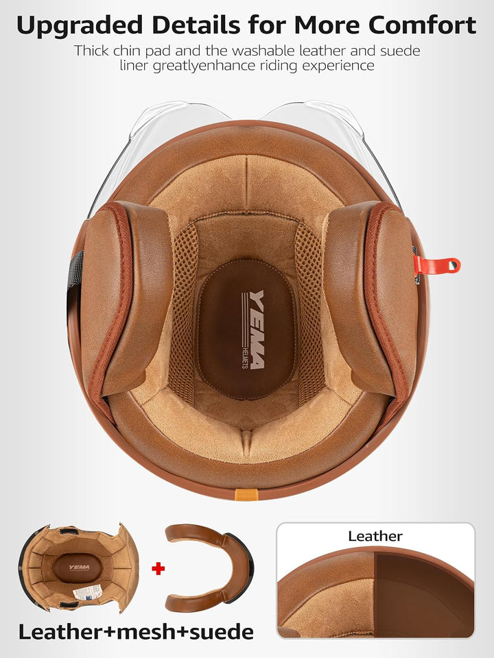 YEMA HELMET Jethelm DW-631 Moped Scooter ECE 3/4 Halbhelm für Herren Damen Kühles Grau M, Kühles Gra