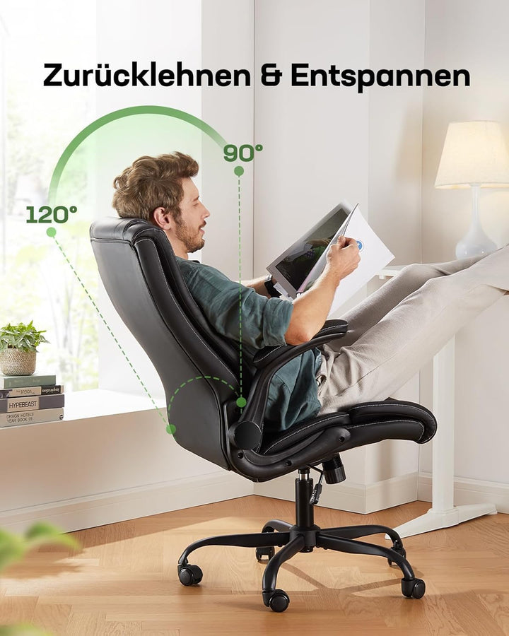 Marsail Bürostuhl Ergonomisch Schreibtischstuhl hat Verstellbarer Lordosenstütze Kopfstütze und Arml