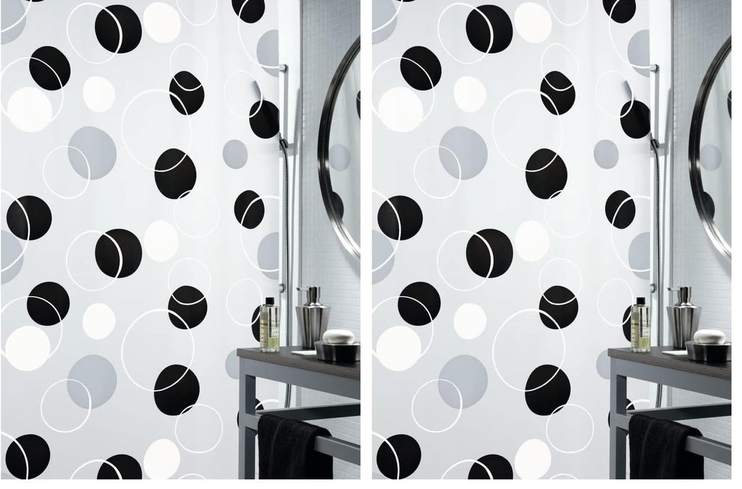Spirella Anti-Schimmel Duschvorhang Bubble Anti-Bakteriell, waschbar, wasserdicht PEVA 180x200cm Wei