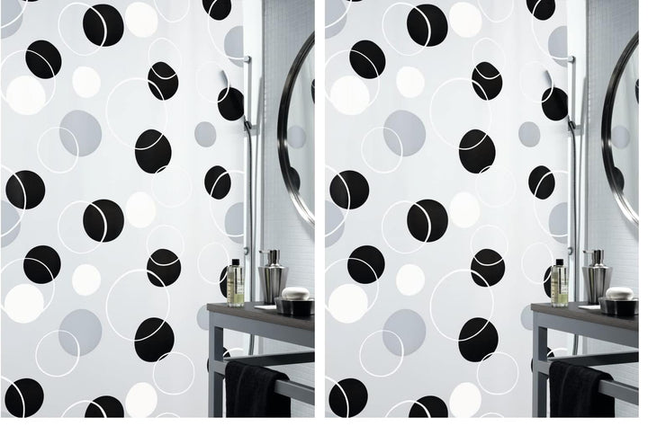 Spirella Anti-Schimmel Duschvorhang Bubble Anti-Bakteriell, waschbar, wasserdicht PEVA 180x200cm Wei
