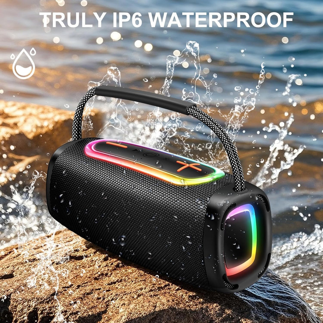 Matast Tragbarer Bluetooth Lautsprecher mit Griff, 6000mAh BT5.4 Drahtloser Stereo mit 36 Std, Koppl