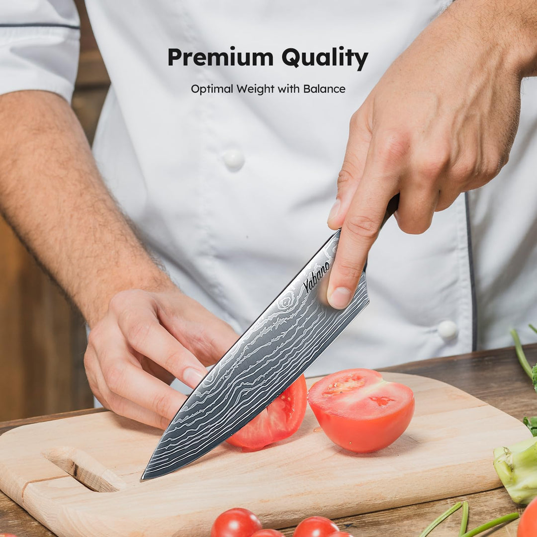 Yabano Messerblock Set, 14-teilig Küchenmesserset Edelstahl, Messer Set mit Holzblock und integriert