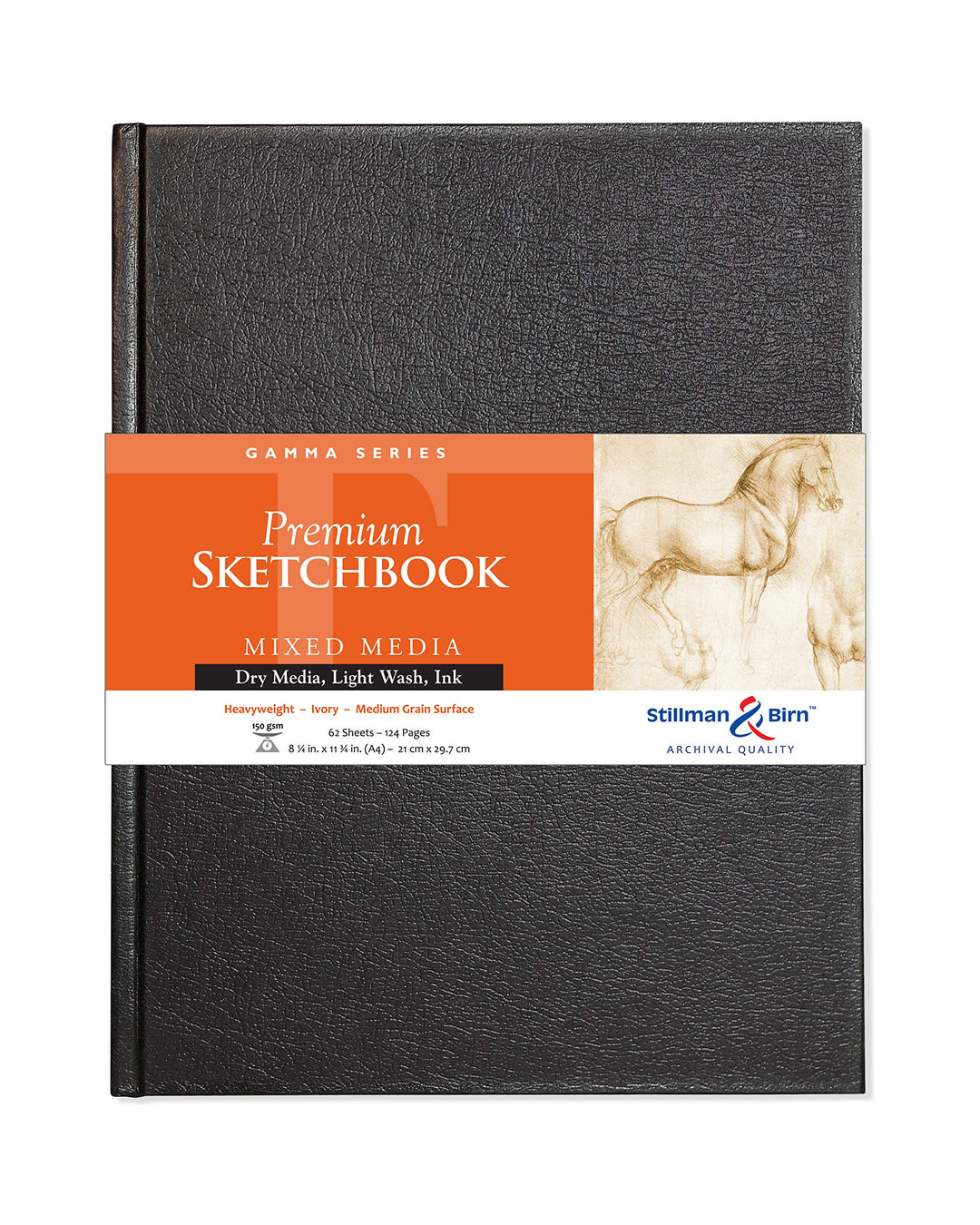 Stillman & Birn Skizzenbuch GAMMA, 62 Blatt, 150 g, 21, 0 x 29, 7 cm A4 (8,25 x 11,75) 150 gsm (Schw