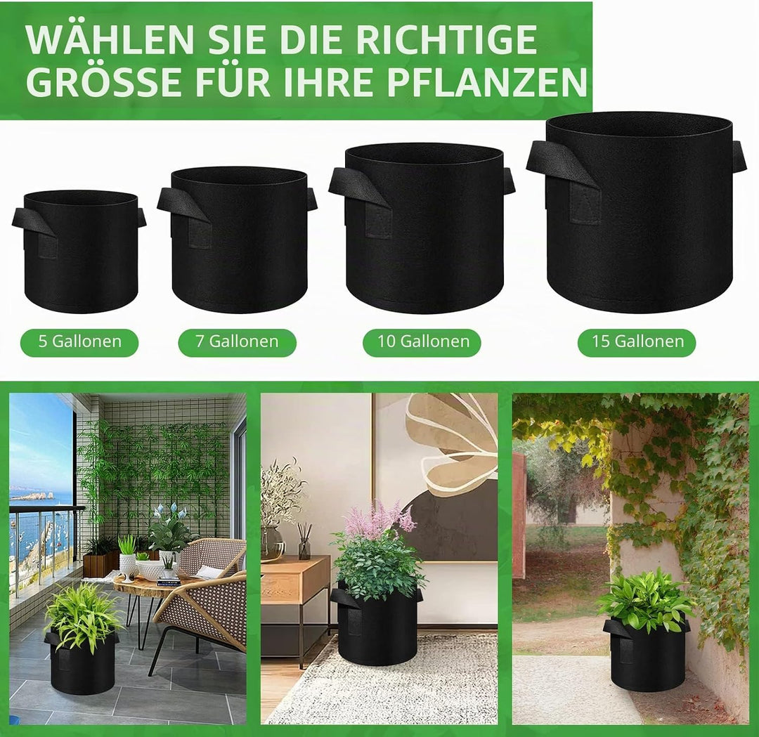 LITLANDSTAR 12 Stück 19L Pflanzsäcke aus Vliesstoff, Gartenpflanze Anbaubeutel Atmungsaktive Vliesst