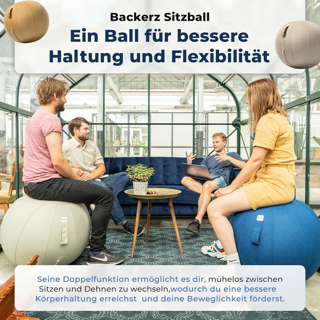 Sitzball Büro Ergonomisch 75 cm, Ergonomische Sitzmöbel für Büro und Heimbüro, Langlebiger Stoff, Gy