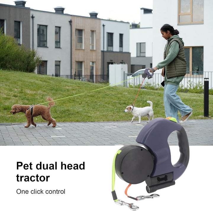 3M Doppel Einziehbare Hundeleine, mit Rutschfestem Griff Hundeleine mit LED Licht Reflektierend Walk