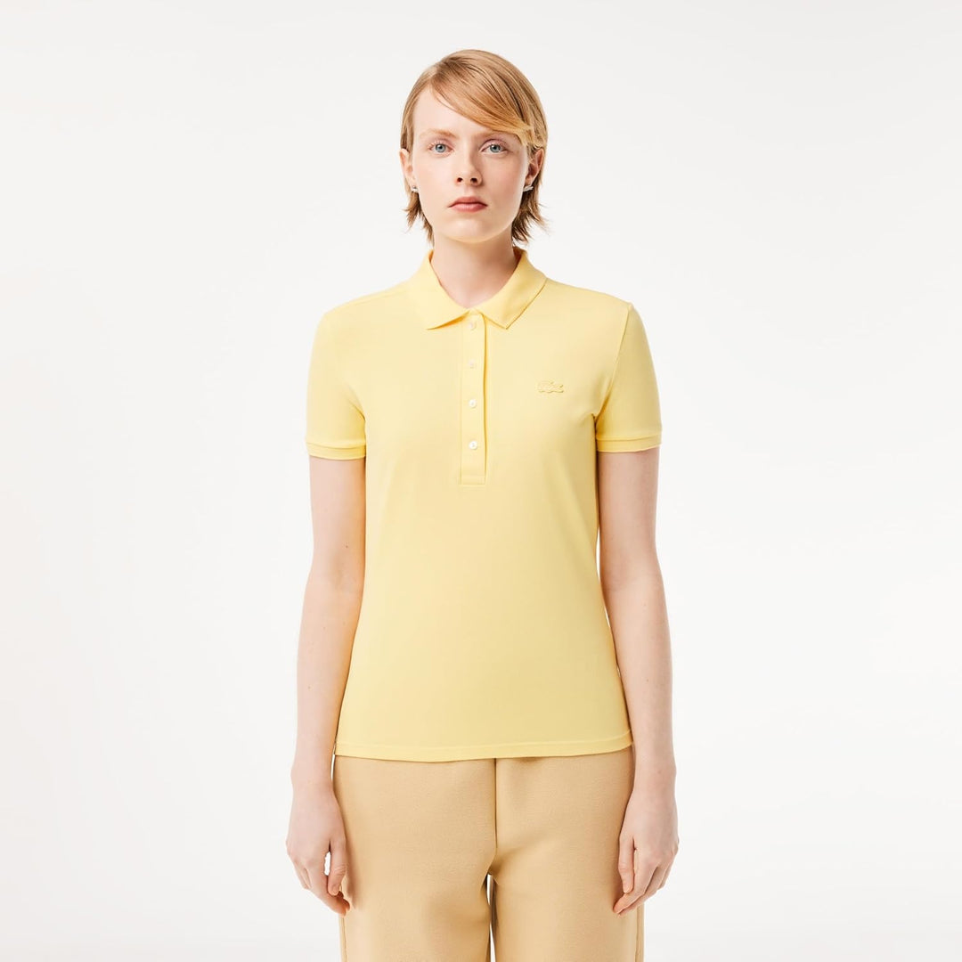 Lacoste Damen PF5462 Hemd mit Kragen, Rippstrick, Jaune, 38