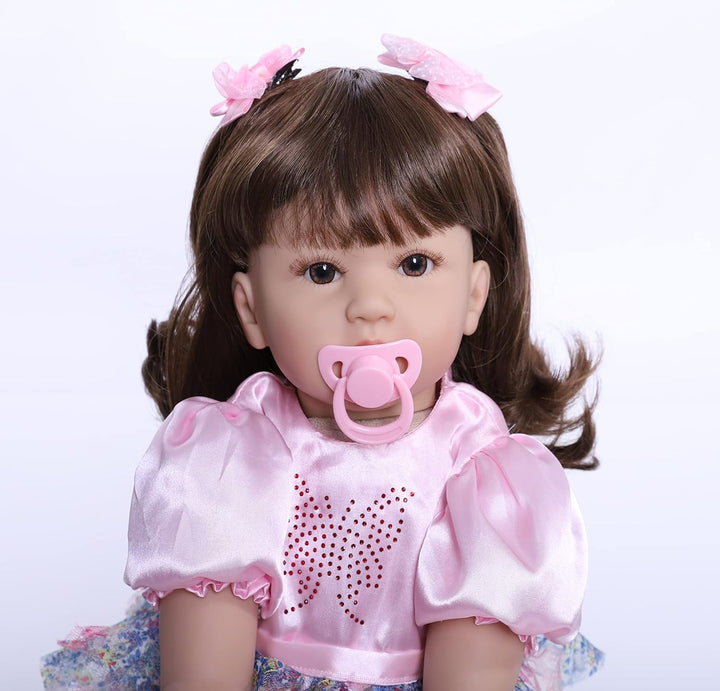 antboat 24 Zoll 60 cm Reborn Baby Puppen Mädchen Lebensecht Weiches Silikon Vinyl Handgemacht Spielz