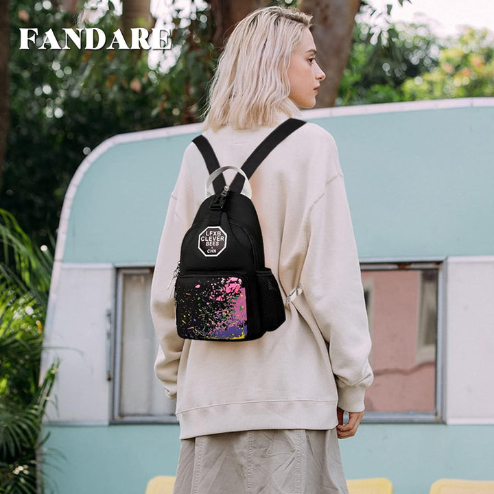 FANDARE Lässig Brusttasche Sling Bag Klein Rucksack Schulranzen Umhängetasche Schulrucksack Sporttas