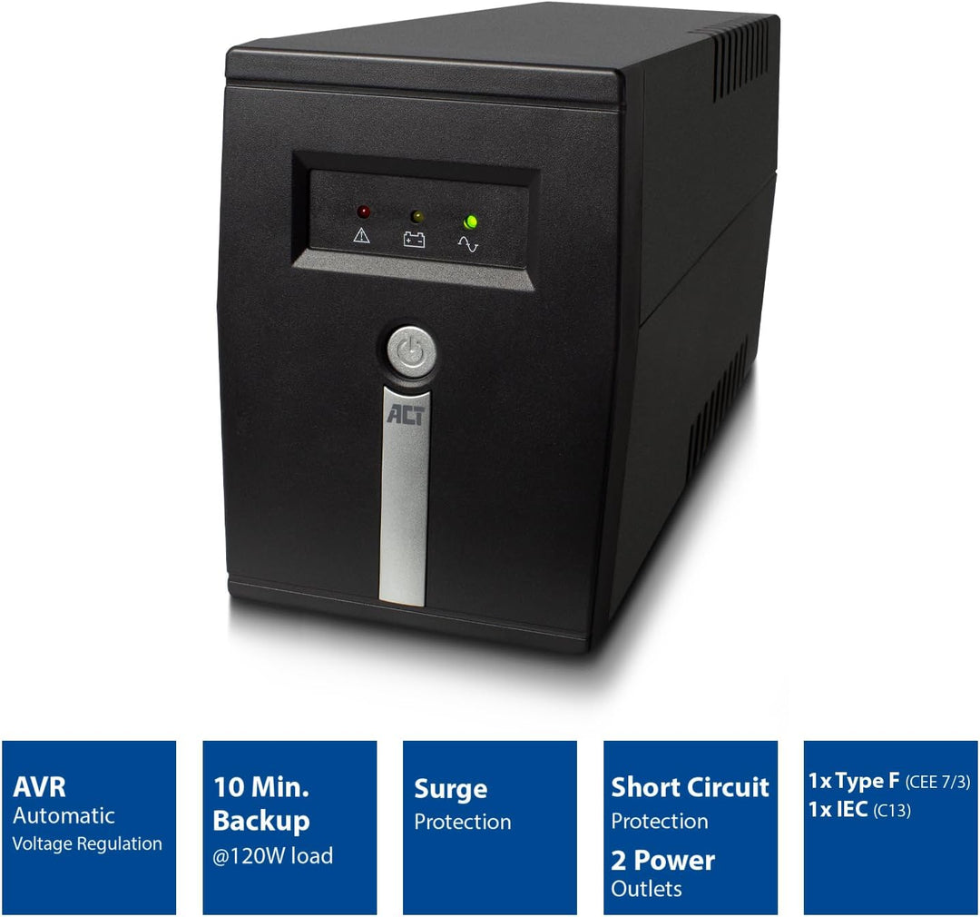 ACT Back-up USV Unterbrechungsfreie Stromversorgung Line Interactive, 600VA Batterie UPs Power Suppl