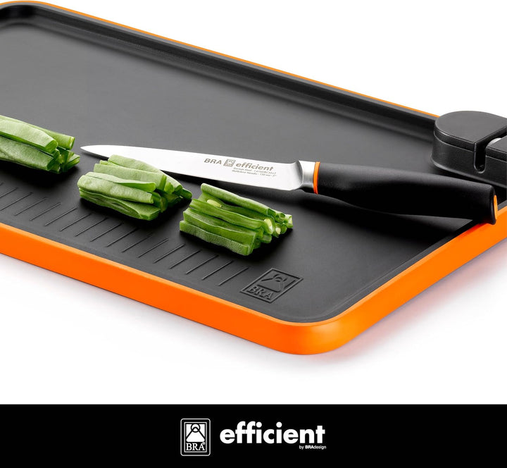 BRA Efficient | Set mit 3 effizienten Messern mit Schneidebrett