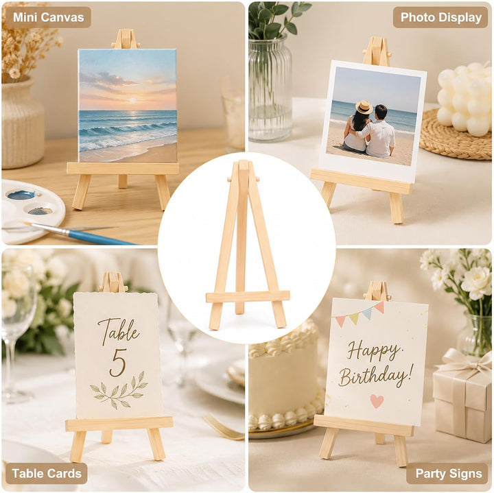 JMIATRY 50 Stück Mini Staffelei, 8 x 15 cm Staffelei Klein, Tischstaffelei Holz für Tischdeko, Malha