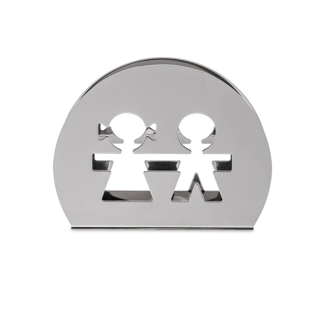 Alessi "GIROTONDO" Papierserviettenhalter aus Edelstahl Silber, Silber