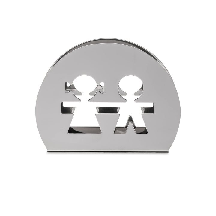 Alessi "GIROTONDO" Papierserviettenhalter aus Edelstahl Silber, Silber