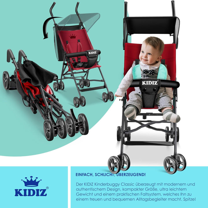 KIDIZ® Kinderwagen CITY Buggy Kinderbuggy klappbar Sportwagen Faltbar 360° 4-Zoll-Räder Inkl. Sonnen