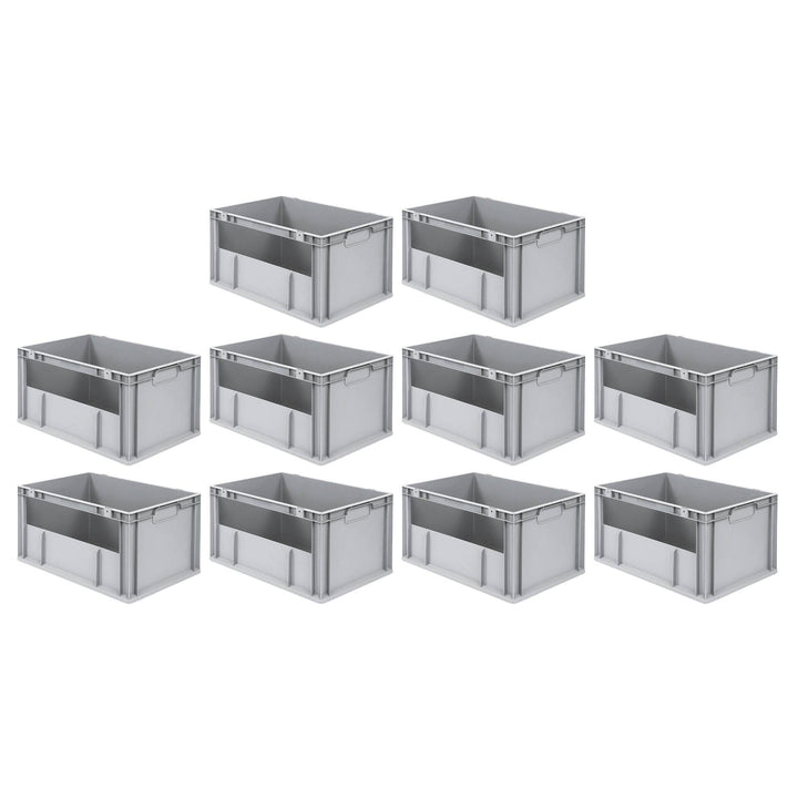 Mega Deal | 10x Proregal Eurobox NextGen Insight | Seite offen | HxBxT 32x40x60 cm | Grau HxBxT 32x4