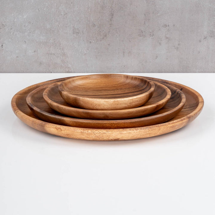 levandeo Holzteller 30x30cm rund aus Akazie - Holzschale Obstschale - Deko Dekoration Aufbewahrung A