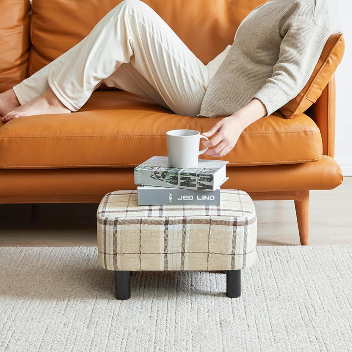 YMYNY Rechteckiger Fusshocker Sitzhocker, 42 x 29 x 23 cm, Gepolsterter Hocker aus Baumwolltuch, Hol