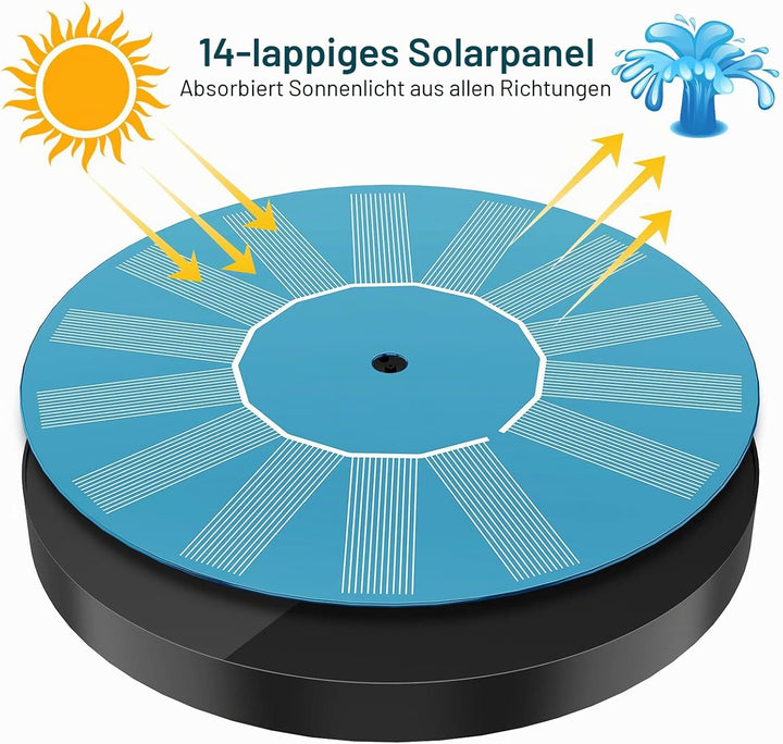 AISITIN 2PCS Solar Springbrunnen für Aussen Upgrade, DIY Solar Teichpumpe Fontäne mit 6 Sprüh Effekt