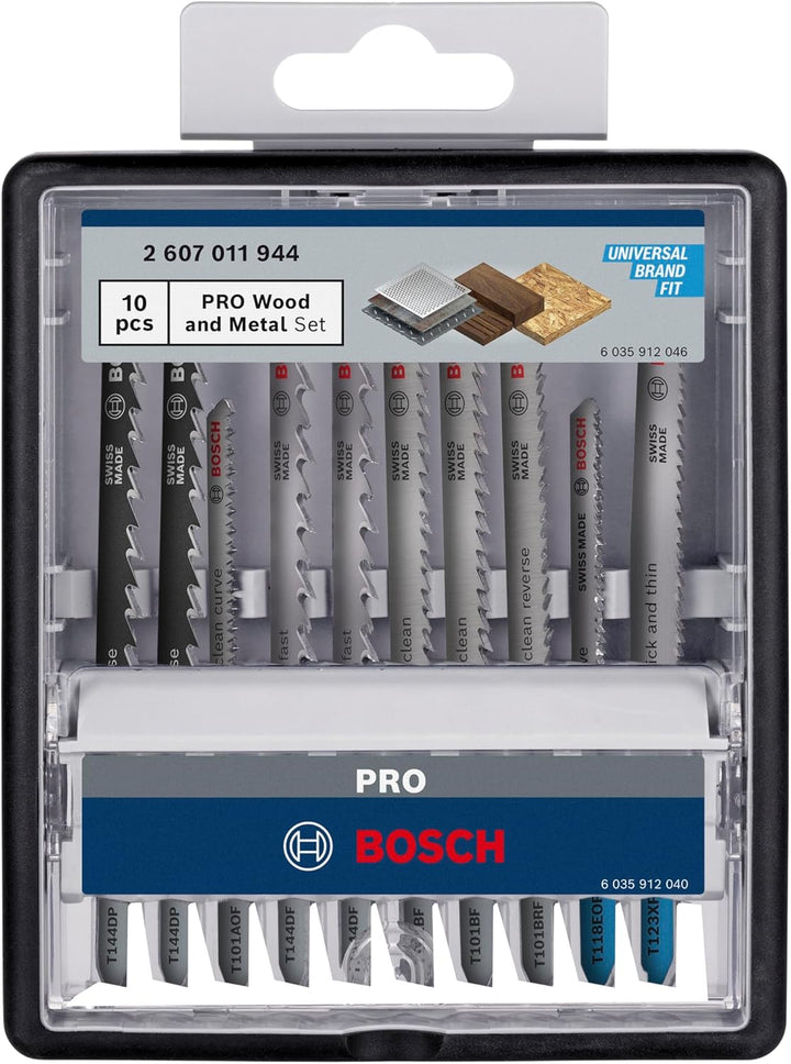 Bosch 10x PRO Wood and Metal Stichsägeblatt-Set, 10-tlg. (für Stahlbleche, Hartholz, Länge 100 mm, P