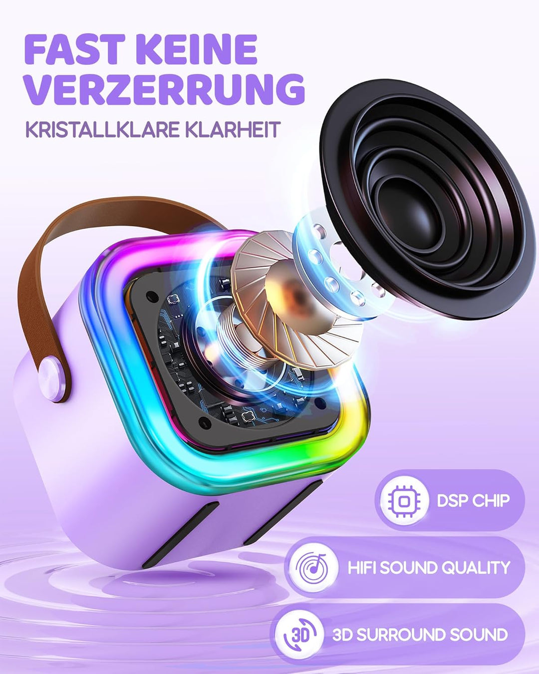 Karaoke Maschine Kinder, Geschenk für Mädchen 3-12 Jahre, Karaoke Kinder Spielzeug ab 3-12 Jahre Mäd